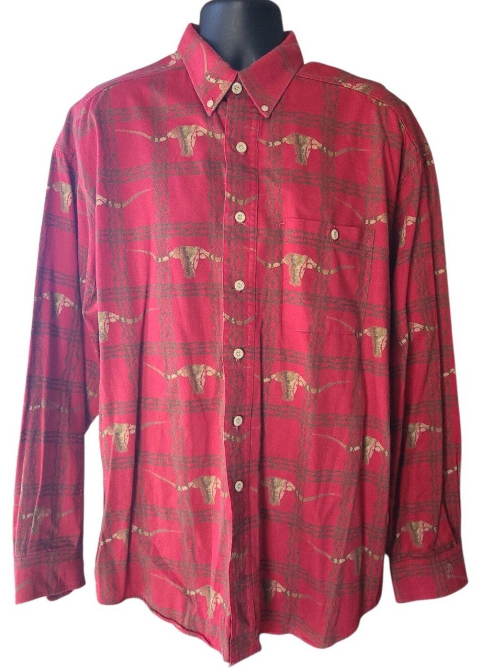 Barnfly Authentic Designs Steer & Barbwire Mens Longsleeve Buttondown Shirt